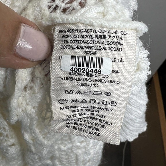 Free People White Open Knit Lace Sweater Size S/P Layered Hem - Picture 10 of 10